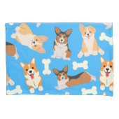Cute Corgi Pattern Blue Kussensloop (Voorkant)