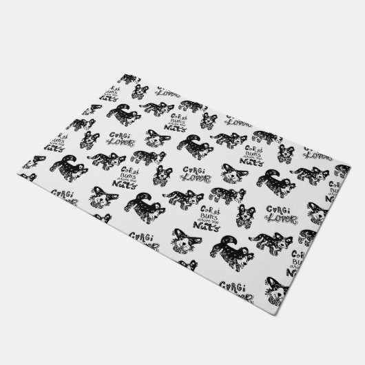 Cute Corgi Pattern Deurmat (Schuin)