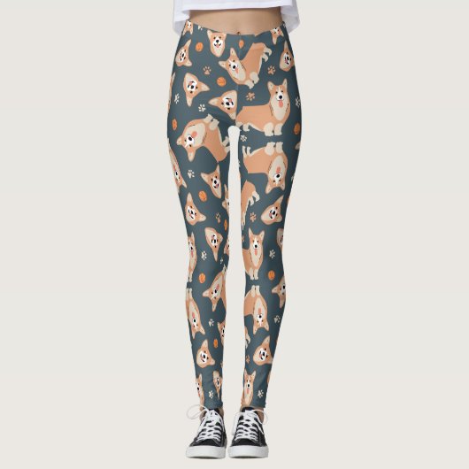 Cute Corgi Pattern Leggings (Voorkant)
