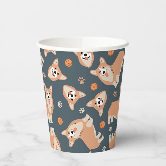 Cute Corgi Pattern Papieren Bekers (Links)