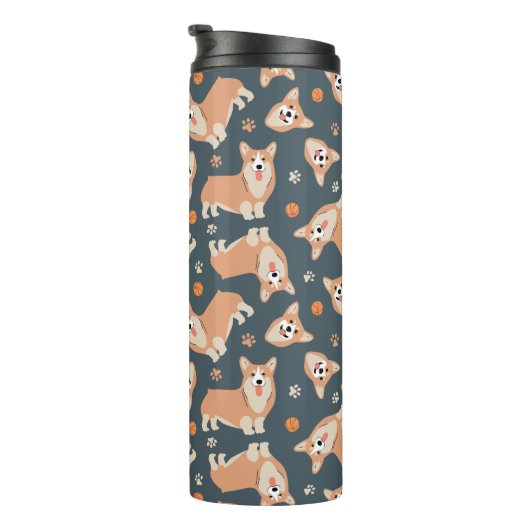 Cute Corgi Pattern Thermosbeker (Geroteerd rechts)