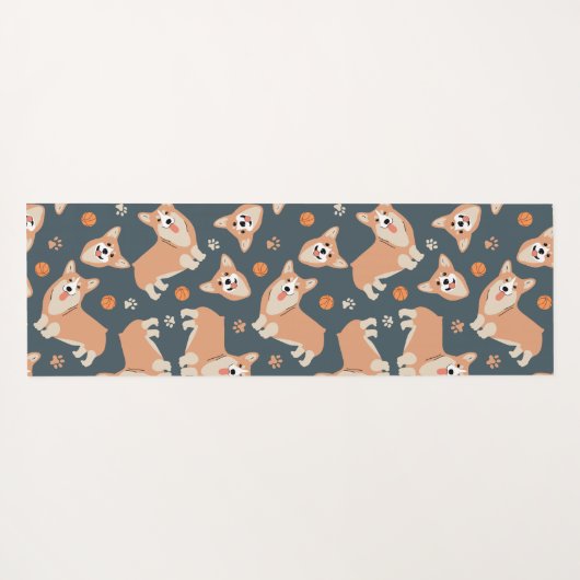 Cute Corgi Pattern Yogamat (Achterkant (horizontaal))