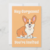 Cute Corgi Personalized Party Kaart (Voorkant)