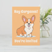Cute Corgi Personalized Party Kaart (Staand voorkant)