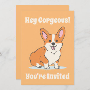Cute Corgi Personalized Party Kaart