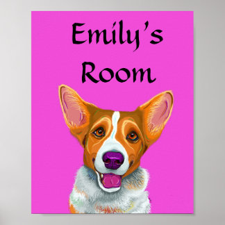 Cute corgi poster, mijn kamer, studentenkamer post poster