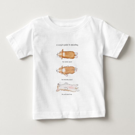 Cute corgi puppy guide to splooting baby's Tshirt (Voorkant)