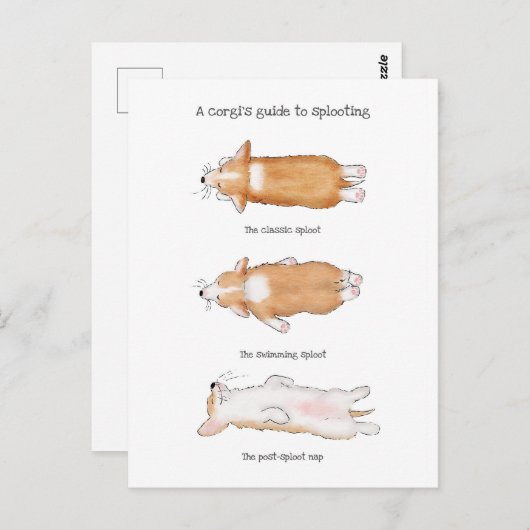 Cute corgi puppy guide to splooting briefkaart (Voorkant / Achterkant)