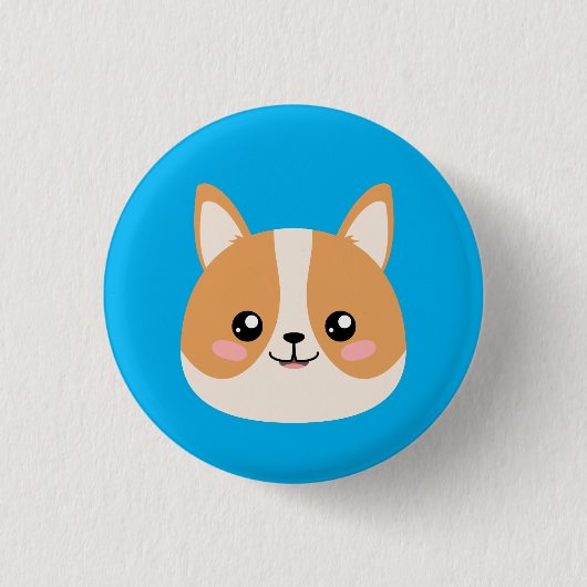 Cute Corgi Ronde Button 3,2 Cm (Voorkant)