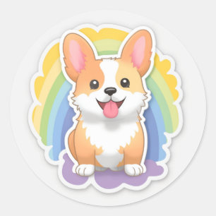 Cute Corgi Ronde Sticker