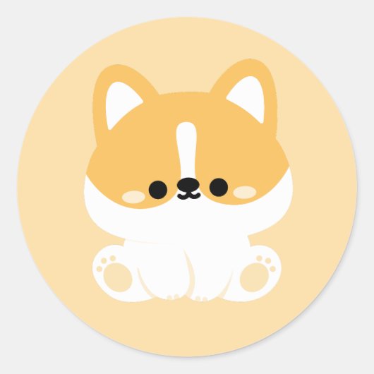 Cute Corgi Ronde Sticker (Voorkant)