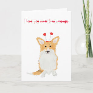 Cute corgi "sausages" Valentijnse kaart