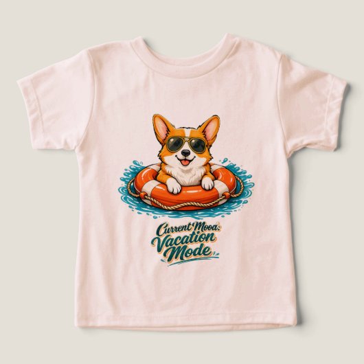 Cute Corgi Summer Vacation Mode T-Shirt (Design Recto)