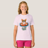 Cute Corgi Summer Vacation Mode T-Shirt (Devant entier)