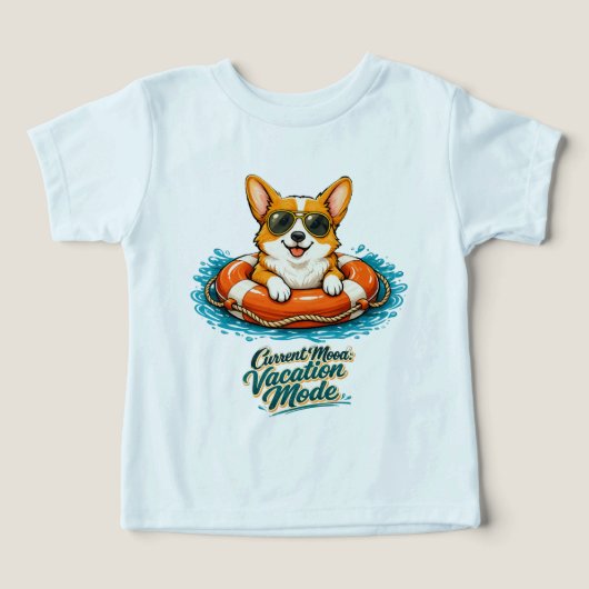 Cute Corgi Summer Vacation Mode T-Shirt (Design Recto)
