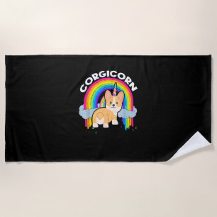 Cute Corgicorn _ Eenhoorn Regenboog _ Corgi Eigena Strandlaken