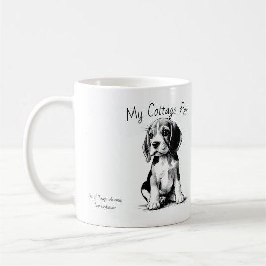 Cute Cottage Huisdier -Beagle/ Personaliseer Koffiemok (Links)