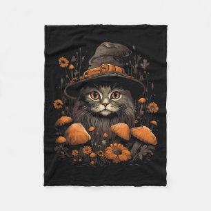 Cute Cottagecore Aesthetic Cat Mushroom Women Kids Fleece Deken