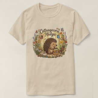 Cute Cottagecore Hedgehog Gathering Mushrooms T-shirt
