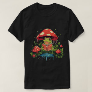 Cute Cottagecore Kikker Leest Onder Paddenstoel T-shirt