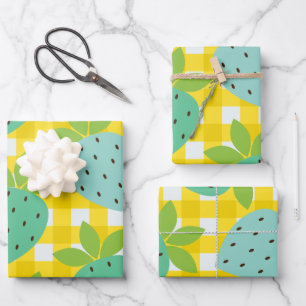 Cute Cottcore  aardbeien Pset Yellow  Inpakpapier Vel