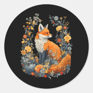 Cute Cottcore Floral Fox esthetic Girls Vrouwen Ronde Sticker