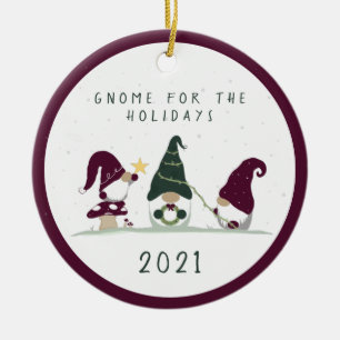 Cute Cottcore Gnome voor de Feestdagen - magenta- Keramisch Ornament