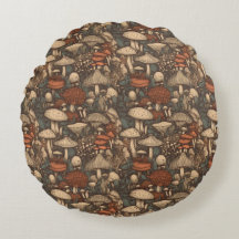 Cute Cottcore-paddenstoel rond Sierkussen