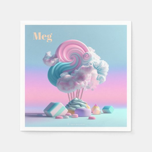 Cute Cotton Snoep Clouds Personalized Napkins Servet (Voorkant)