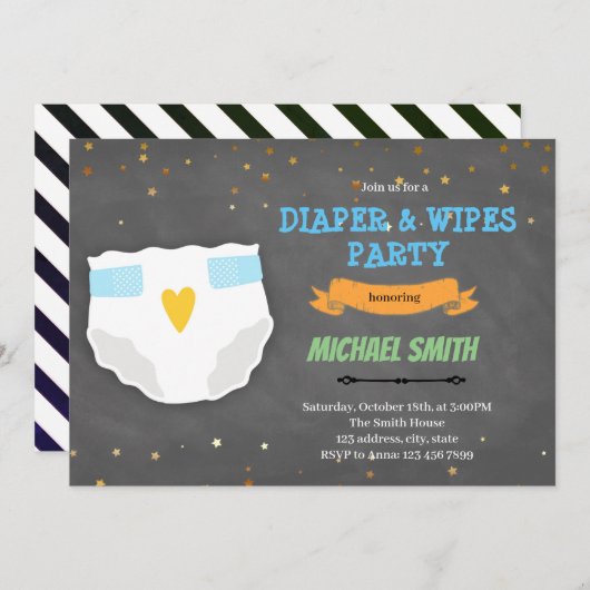 Cute couche et essuie-douche invitation (Devant / Derrière)