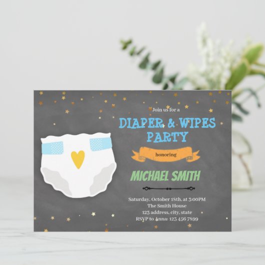 Cute couche et essuie-douche invitation (Debout devant)