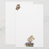 Cute Country Angel Watering Flowers Briefpapier (Voorkant / Achterkant)