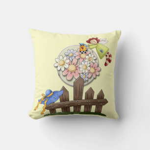 Cute Country Angel Watering Flowers Kussen