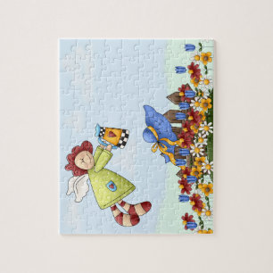 Cute Country Angel Watering Flowers Legpuzzel
