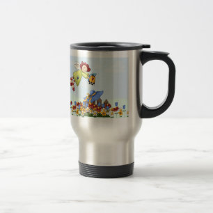 Cute Country Angel Watering Flowers Reisbeker