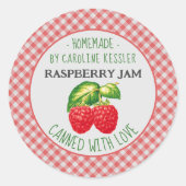 Cute Country Boerderij Home Made Raspberry Jam Can Ronde Sticker (Voorkant)