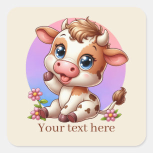 Cute Country cow add text Vierkante Sticker