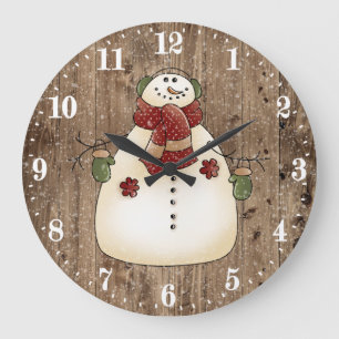 Cute Country snowman Holiday decor Grote Klok