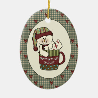 Cute Country Snowman Soup Kerstmis Keramisch Ornament