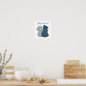 Cute Country Style Blue Squirrel Baby shower Poster (Keuken)