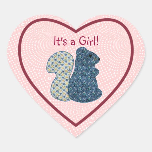 Cute Country Style en Girl Blue Squirrel Hart Sticker (Voorkant)