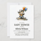 Cute Country Teddy Bear Baby Shower Invitation (Devant)
