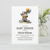 Cute Country Teddy Bear Baby Shower Invitation (Debout devant)