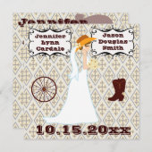 Cute Country Western Cowboy Wedding Invitations (Devant / Derrière)