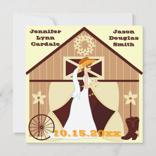 Cute Country Western Cowboy Wedding Invitations (Devant)