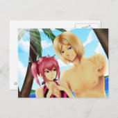 Cute couple anime sur carte postale de vacances (Devant / Derrière)