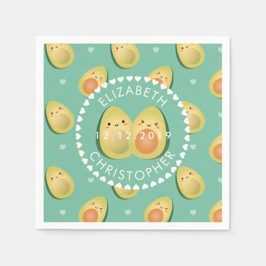 Cute Couple Avocados Laten we de bruiloft afwenden Servet (Voorkant)