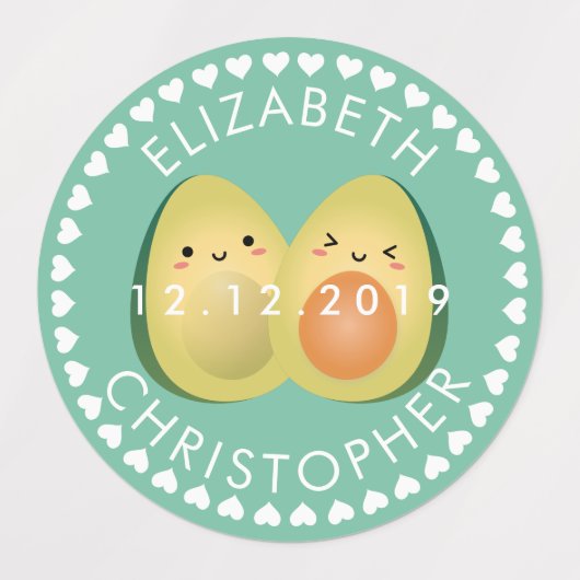 Cute Couple Avocuddle Funny Avocados Weddenschap Labels (Design 1)