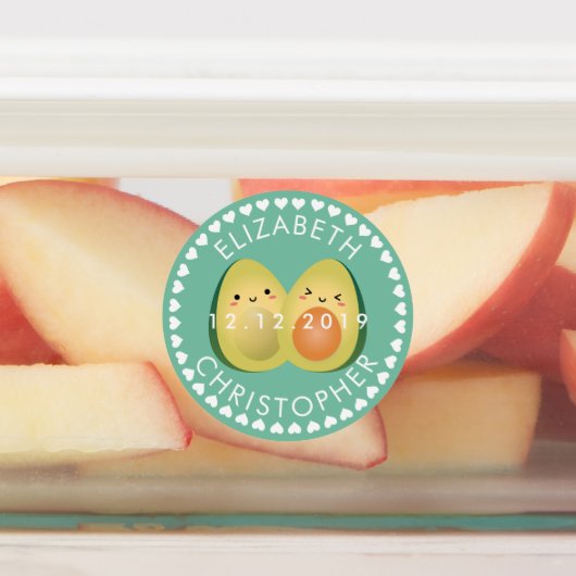 Cute Couple Avocuddle Funny Avocados Weddenschap Labels (Aangebracht)