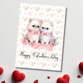 Cute Couple Cats Happy Valentines Day Feestdagenkaart
